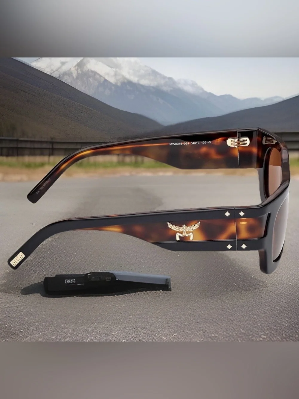 MCM Black Tortoiseshell Frame Sunglasses with Brown Lenses